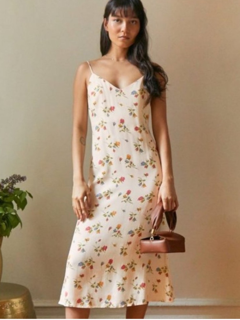 Reformation Chianti Floral Midi Dress Open Back Slip Dress Spring Size L NWT